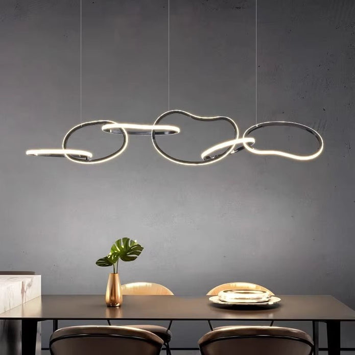 Ceiling Lights: BAMDECOR A24126 Nordic Minimalist LED Pendant Light Adjustable Modern Ring Chandelier for Dining Room and Bar (Black) 1.8 Meters