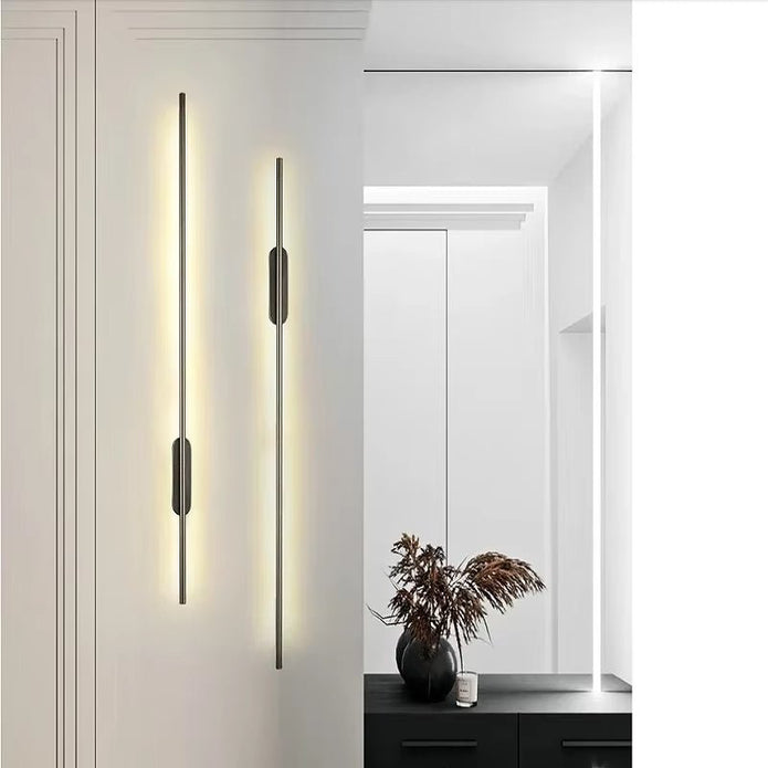 Wall Lights: BAMDECOR Modern Minimalist Wall Light Long Tube LED Black Bedside Sconces Wall Lights with with Acrylic Shade, Wall Mounted Deco Lamp for Living Room Bedroom Bracket Light