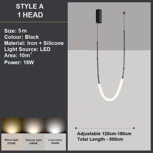 Ceiling Lights: BAMDECOR Minimalistic Retro LED Minimalism Designer Lustre Hanging Lamps Slender-Shape LED Pendant Light (Black)