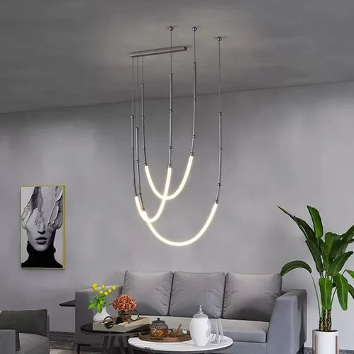 Ceiling Lights: BAMDECOR Minimalistic Retro LED Minimalism Designer Lustre Hanging Lamps Slender-Shape LED Pendant Light (Black)