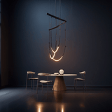 Ceiling Lights: BAMDECOR Minimalistic Retro LED Minimalism Designer Lustre Hanging Lamps Slender-Shape LED Pendant Light (Black)