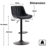 Table & Bar Stools: SERENITà Black Modern Height Adjustable Swivel Bar Stools Upholstered Leather Barstool Kitchen Island Chairs with Metal Frame (Set of 2)
