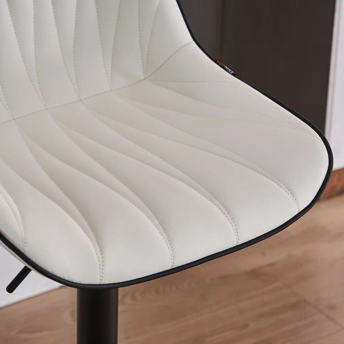Table & Bar Stools: SERENITà White Modern Height Adjustable Swivel Bar Stools Upholstered Leather Barstool Kitchen Island Chairs with Metal Frame (Set of 2)