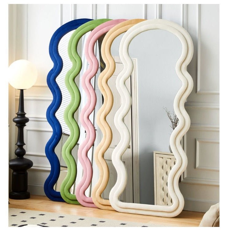Mirrors: 1.7m Elegance Curvy Floor Mirror Wavy Full Lenght Curvy Squiggle Full Body Irregular Asymmetrical Floor Home Decor Pink