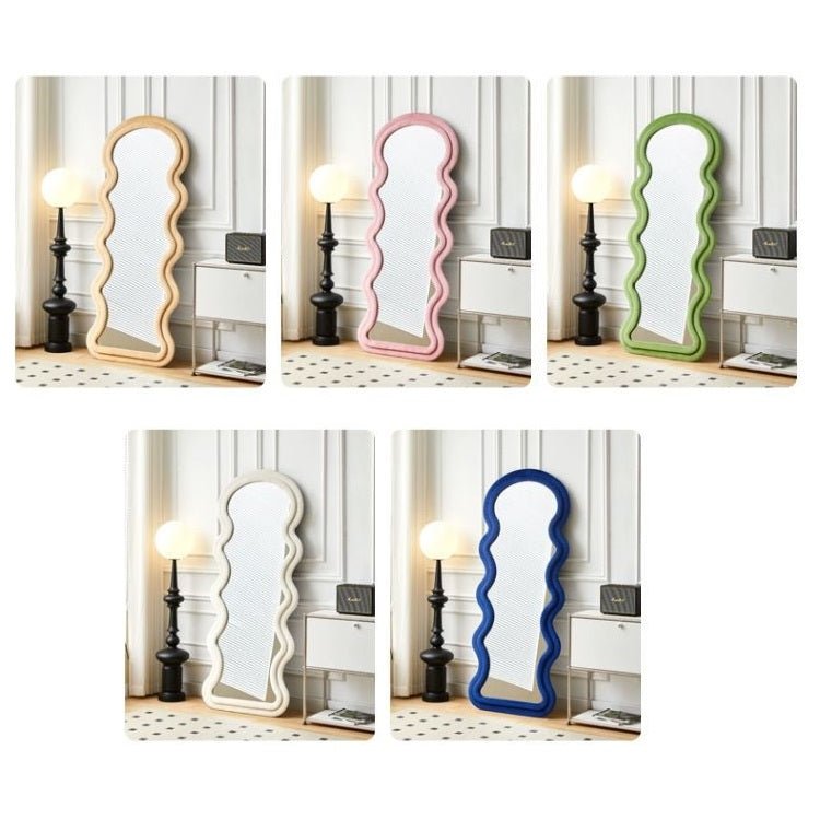 Mirrors: 1.7m Elegance Curvy Floor Mirror Wavy Full Lenght Curvy Squiggle Full Body Irregular Asymmetrical Floor Home Decor Pink