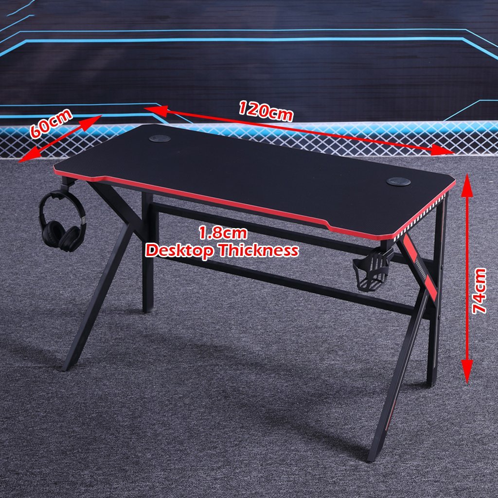Desks: Gaming Desk Desktop PC Computer Desks Desktop Racing Table Office Laptop Home K-Shaped Legs Black 120cm
