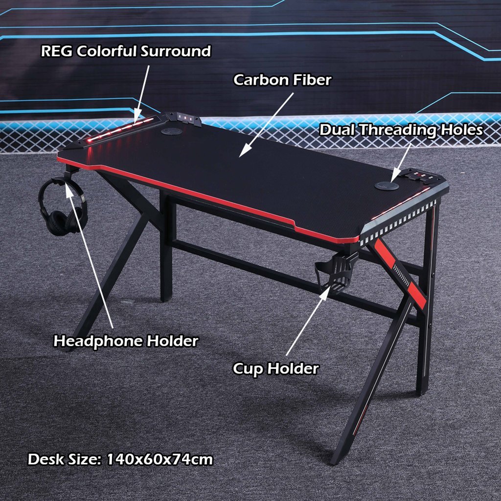 Desks: Gaming Desk Desktop PC Computer Desks Desktop Racing Table Office Laptop Home K-Shaped Legs Black 120cm