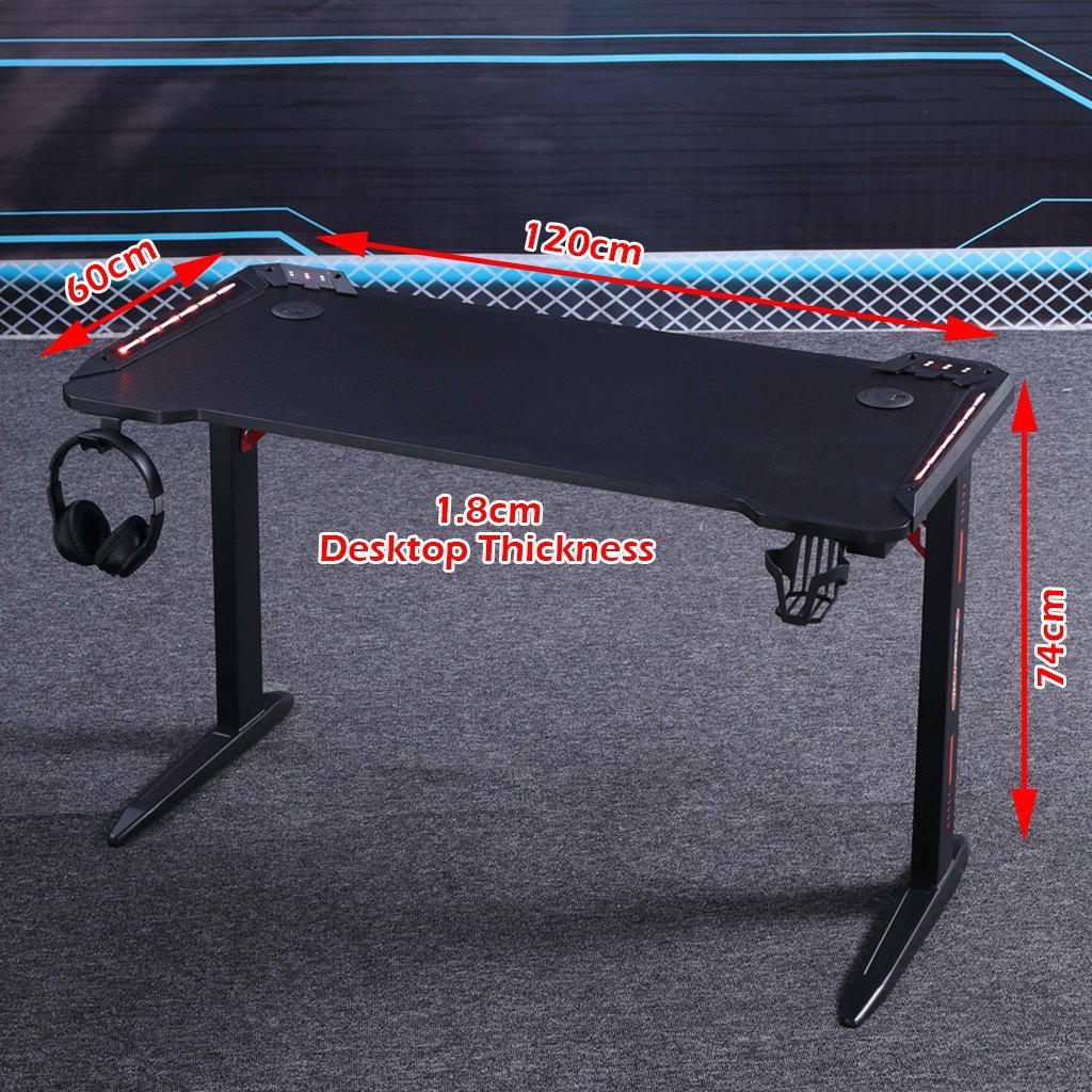 Desks: 140cm RGB Gaming Desk Desktop PC Computer Desks Desktop Racing Table Office Laptop Home AU