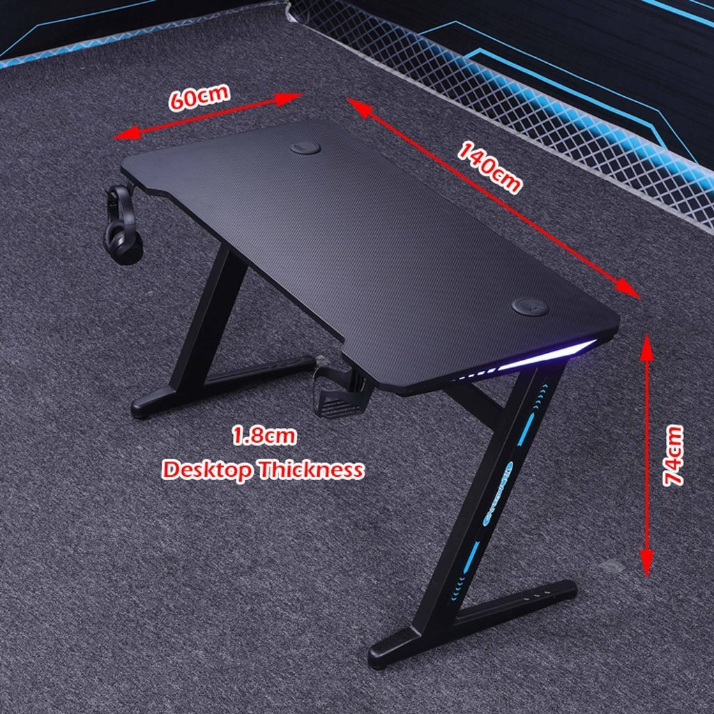 Desks: 140cm RGB Gaming Desk Desktop PC Computer Desks Desktop Racing Table Office Laptop Home AU