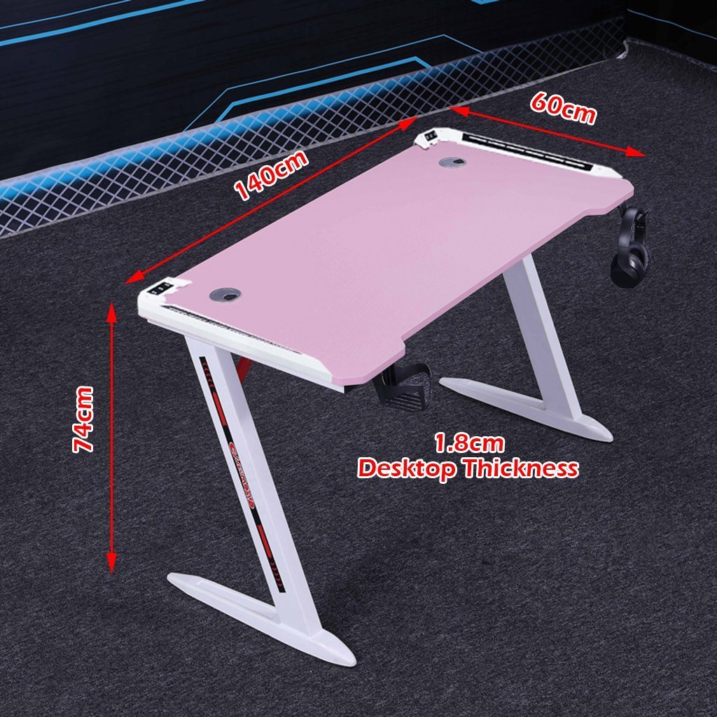 Desks: 140cm RGB Gaming Desk Desktop PC Computer Desks Desktop Racing Table Office Laptop Home AU