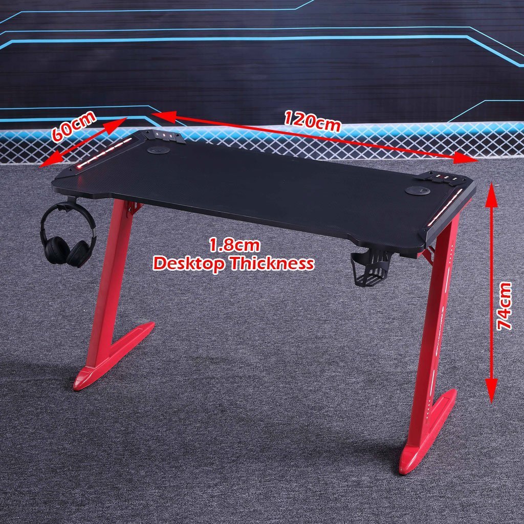 Desks: 140cm RGB Gaming Desk Desktop PC Computer Desks Desktop Racing Table Office Laptop Home AU