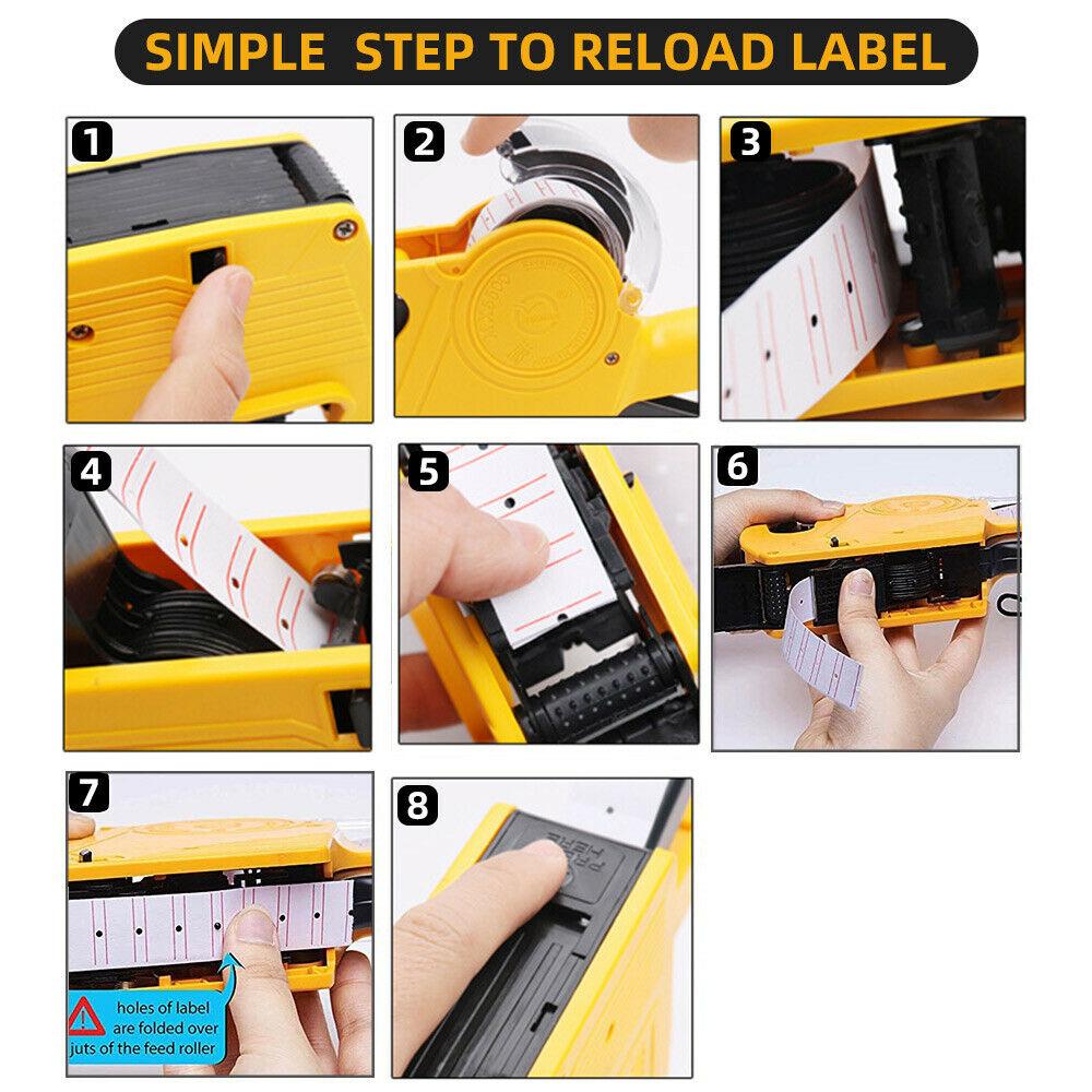 Labels: Price Tag Gun Labeller Pricing with 2 Rolls Labels and Inks Roller Machine Kit Red