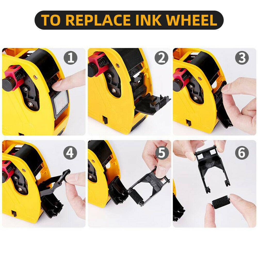 Labels: Price Tag Gun Labeller Pricing with 2 Rolls Labels and Inks Roller Machine Kit Yellow