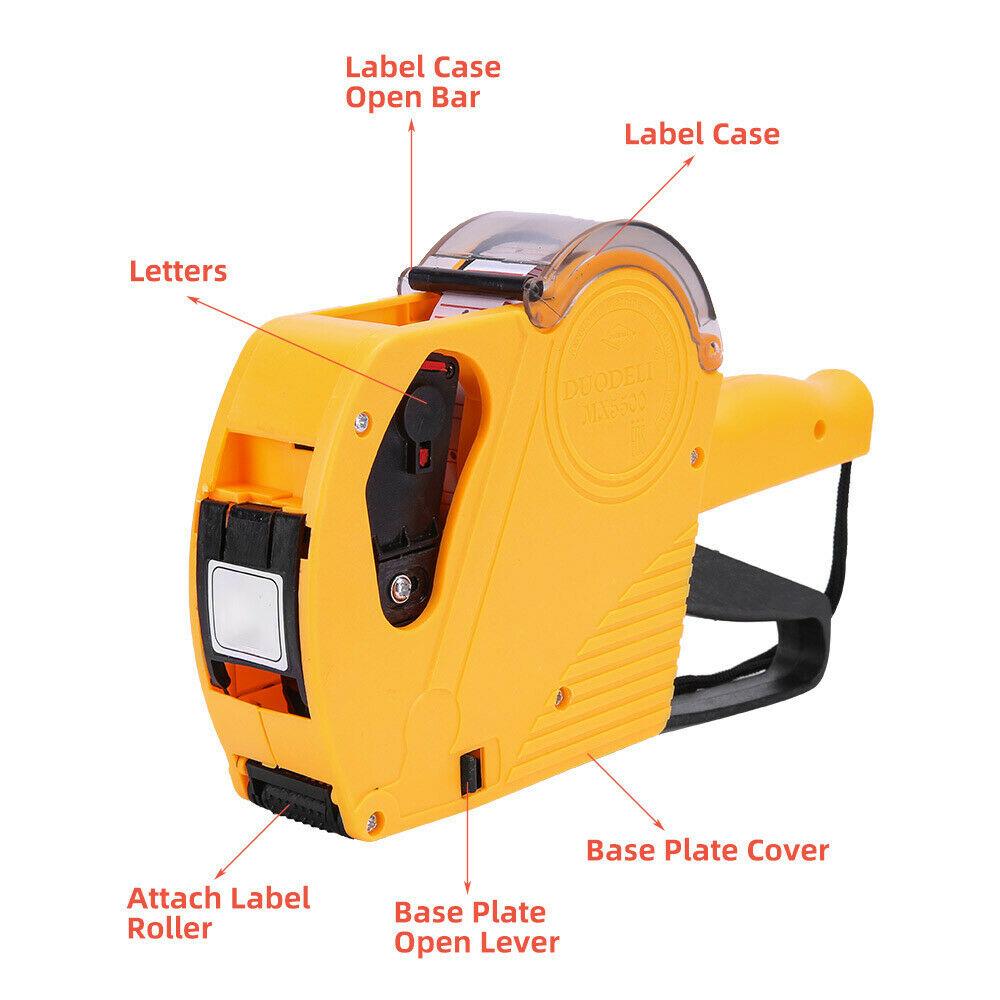 Labels: Price Tag Gun Labeller Pricing with 2 Rolls Labels and Inks Roller Machine Kit Yellow