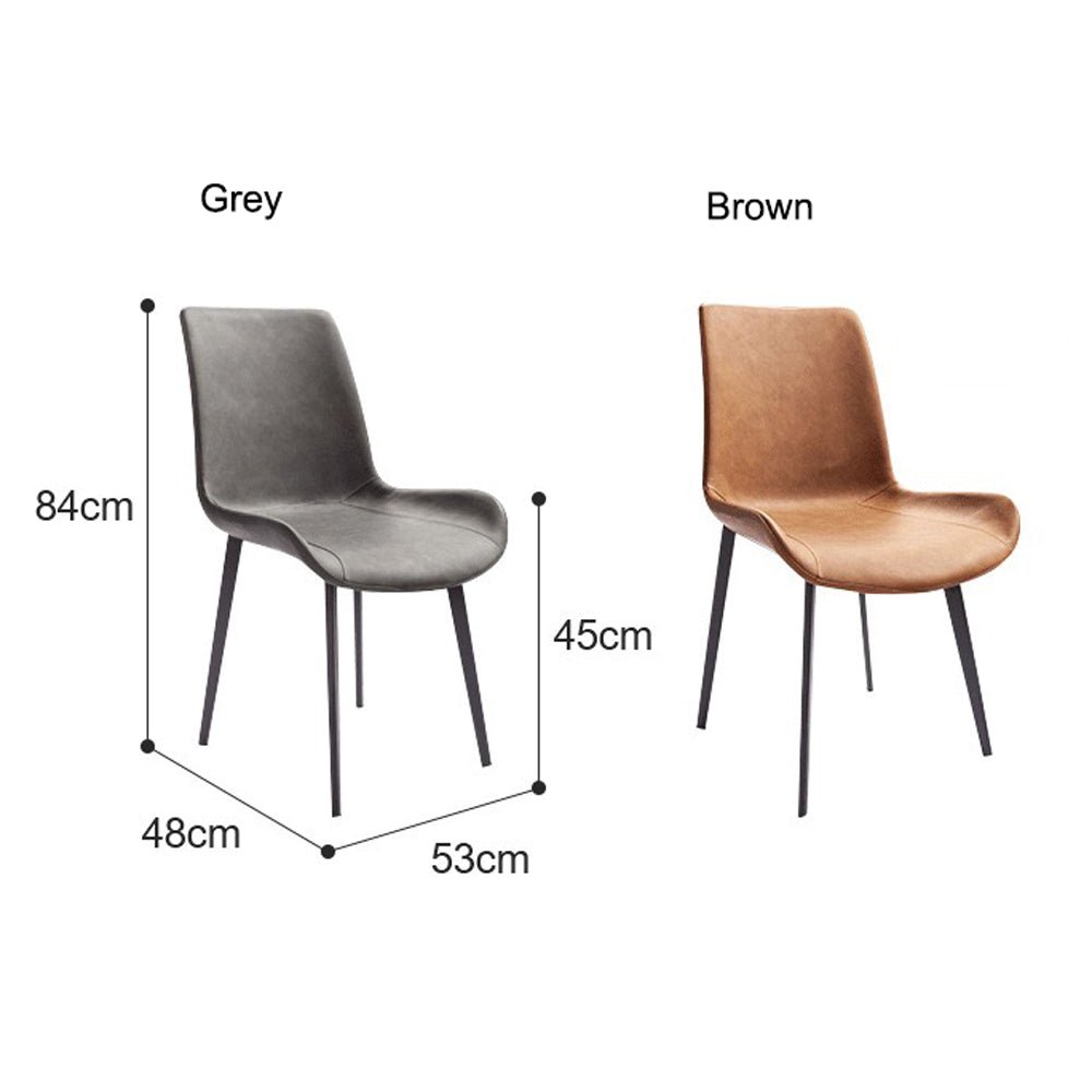 Outdoor Chairs: Minimal List Dining Chairs PU Retro Chair Cafe Kitchen Modern Metal Legs x 2 Grey