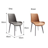 Outdoor Chairs: Minimal List Dining Chairs PU Retro Chair Cafe Kitchen Modern Metal Legs x 2 Grey