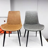Outdoor Chairs: Minimal List Dining Chairs PU Retro Chair Cafe Kitchen Modern Metal Legs x 2 Grey