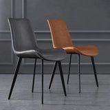 Outdoor Chairs: Minimal List Dining Chairs PU Retro Chair Cafe Kitchen Modern Metal Legs x 2 Grey