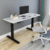 160cm Standing Desk Height Adjustable Sit Stand Motorised Black Dual Motors Frame White Top