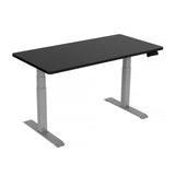 140cm Standing Desk Height Adjustable Sit Stand Motorised Grey Dual Motors Frame Black Top