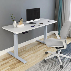 140cm Standing Desk Height Adjustable Sit Stand Motorised Grey Dual Motors Frame White Top