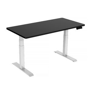 140cm Standing Desk Height Adjustable Sit Stand Motorised White Dual Motors Frame Black Top