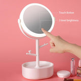 Makeup Mirrors: Ecoco Smart LED Light Cosmetic Makeup Mirror USB Touch Screen Home Desk Vanity 360° Pink