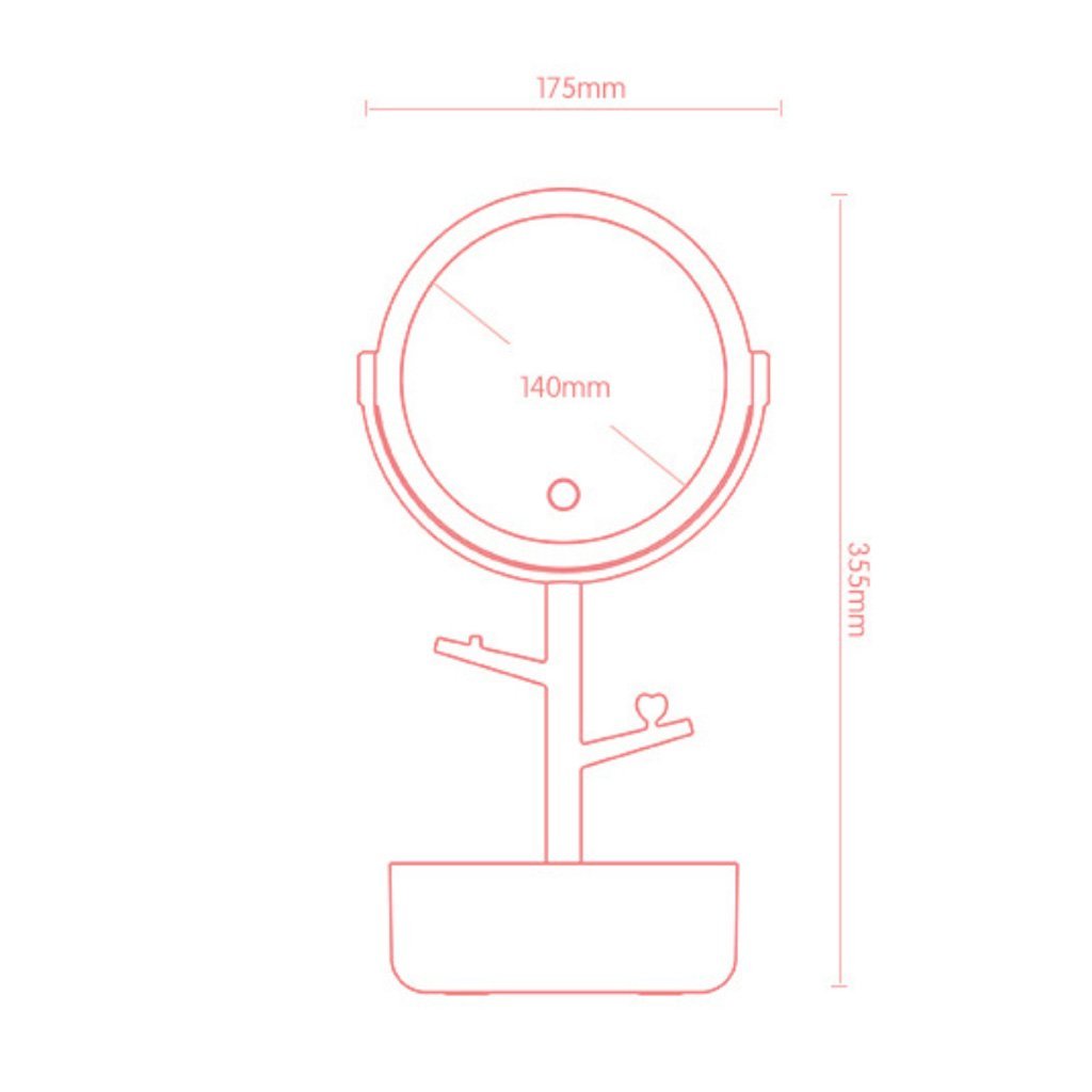 Makeup Mirrors: Ecoco Smart LED Light Cosmetic Makeup Mirror USB Touch Screen Home Desk Vanity 360° Pink