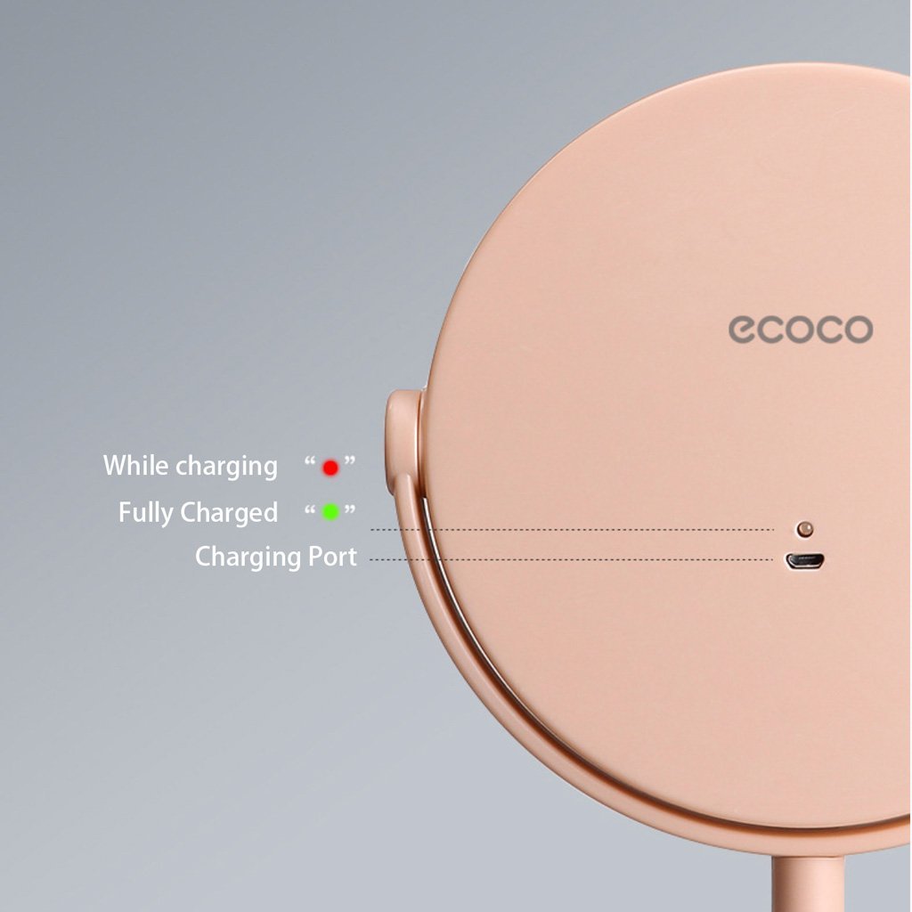 Makeup Mirrors: Ecoco Smart LED Light Cosmetic Makeup Mirror USB Touch Screen Home Desk Vanity 360° Pink
