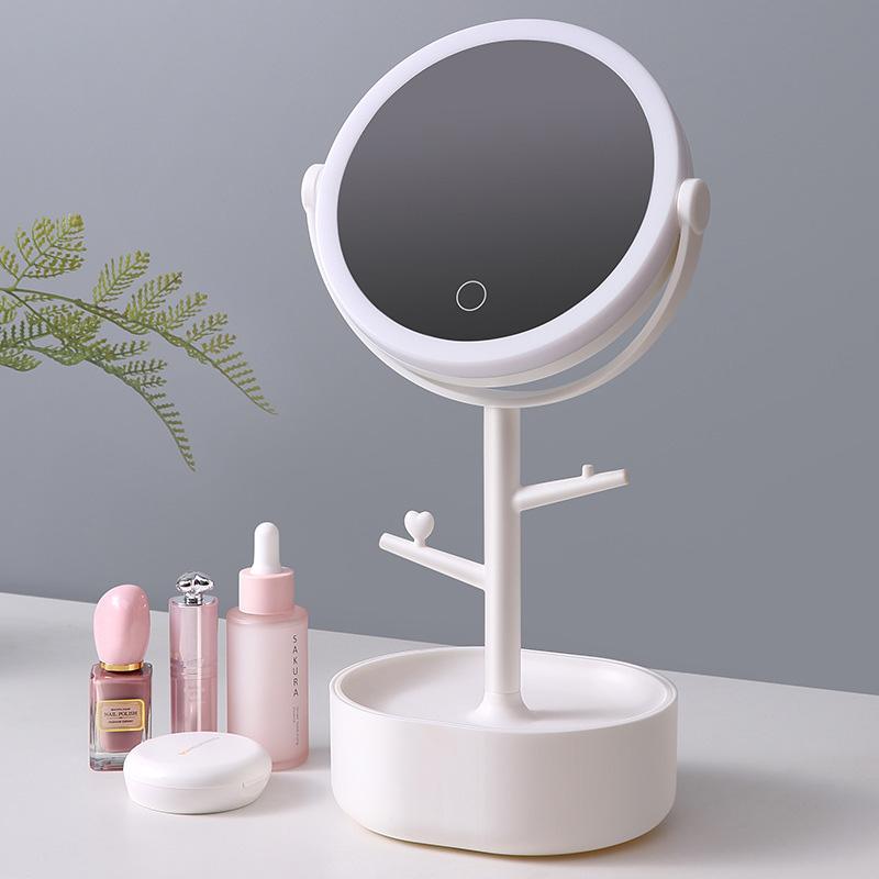 Makeup Mirrors: Ecoco Smart LED Light Cosmetic Makeup Mirror USB Touch Screen Home Desk Vanity 360° Pink