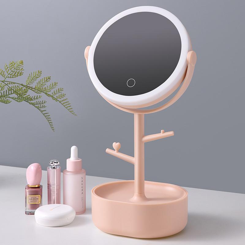Makeup Mirrors: Ecoco Smart LED Light Cosmetic Makeup Mirror USB Touch Screen Home Desk Vanity 360° Pink