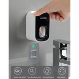 Toothbrush Holders: Ecoco Wall mount auto ands Free Toothpaste Dispenser Automatic Toothpaste Squeezer Bathroom Toothpaste Holder Black