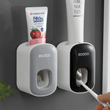 Toothbrush Holders: Ecoco Wall mount auto ands Free Toothpaste Dispenser Automatic Toothpaste Squeezer Bathroom Toothpaste Holder Black