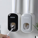 Toothbrush Holders: Ecoco Wall mount auto ands Free Toothpaste Dispenser Automatic Toothpaste Squeezer Bathroom Toothpaste Holder Black