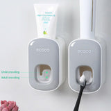 Toothbrush Holders: Ecoco Wall mount auto ands Free Toothpaste Dispenser Automatic Toothpaste Squeezer Bathroom Toothpaste Holder Black