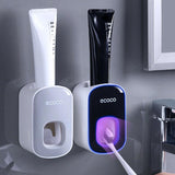 Toothbrush Holders: Ecoco Wall mount auto ands Free Toothpaste Dispenser Automatic Toothpaste Squeezer Bathroom Toothpaste Holder Black
