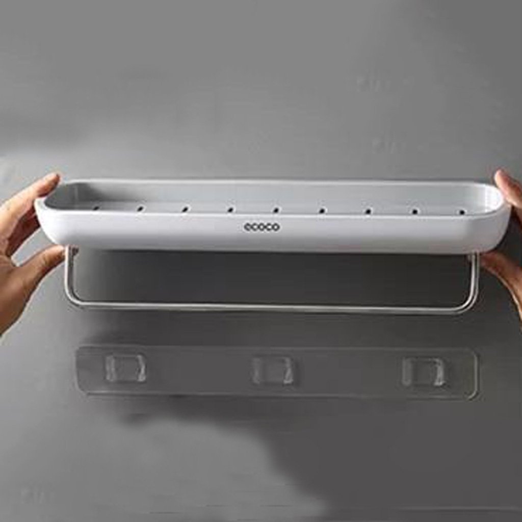 Towel Racks & Holders: Bathroom Shelves Organizer Wall Mount Home Towel shelf Shampoo Rack With Towel Bar Storage Rack Bathroom Accessories Black