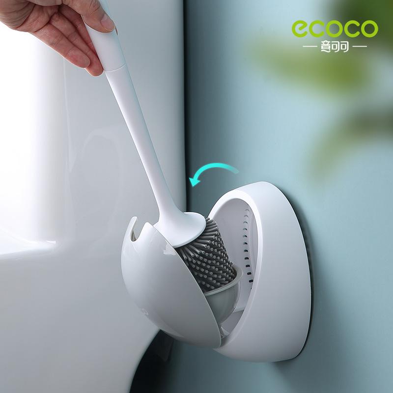 Toilet Brushes & Holders: Ecoco Silicone Water Drop Toilet Brush Holder Set Wall-Mounted Cleaning Brush Tool Grey