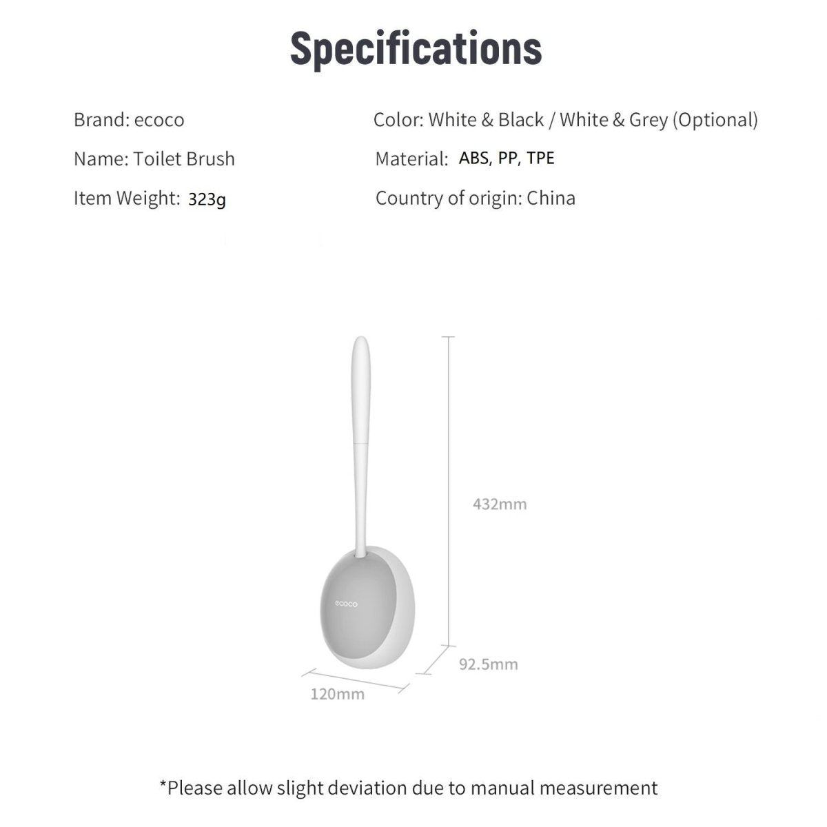 Toilet Brushes & Holders: Ecoco Silicone Water Drop Toilet Brush Holder Set Wall-Mounted Cleaning Brush Tool Grey