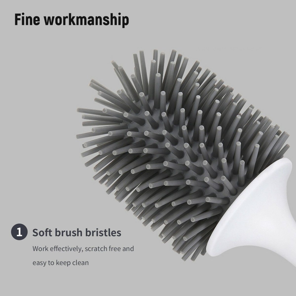 Toilet Brushes & Holders: Ecoco Silicone Water Drop Toilet Brush Holder Set Wall-Mounted Cleaning Brush Tool Grey