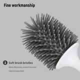 Toilet Brushes & Holders: Ecoco Silicone Water Drop Toilet Brush Holder Set Wall-Mounted Cleaning Brush Tool Grey