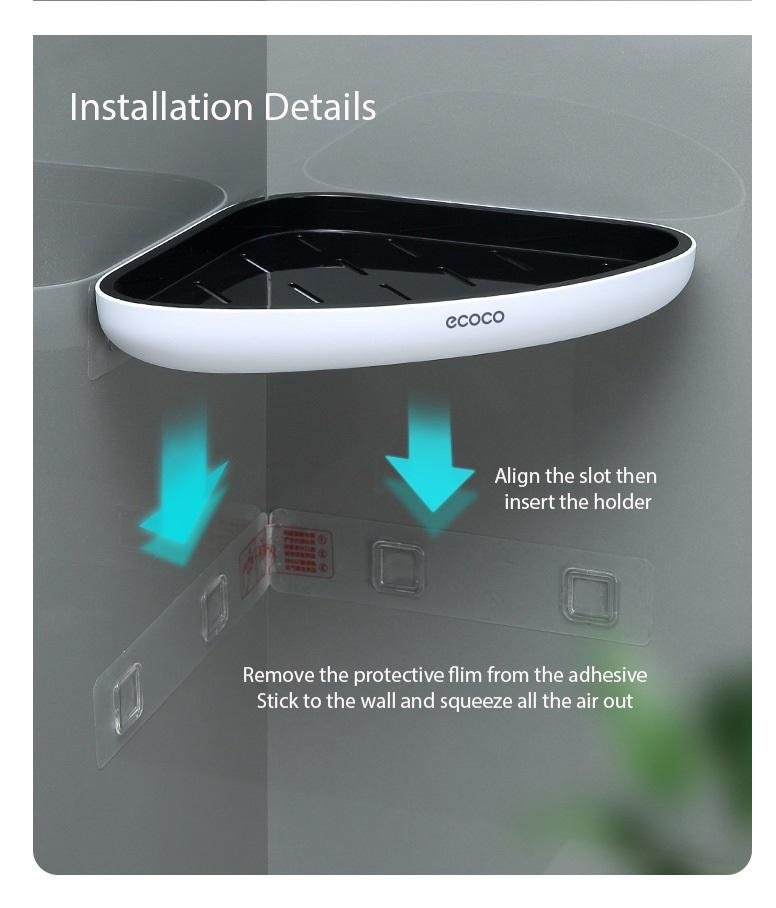 Bathroom Cabinets, Cupboards & Storage: Ecoco Bathroom Corner Shower Shelf Corner Shower Caddy Shower Storage Organizer Wall Mounted for Bathroom, Kitchen, Toilet Black