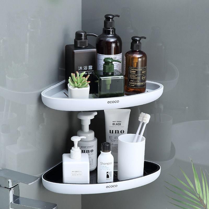 Bathroom Cabinets, Cupboards & Storage: Ecoco Bathroom Corner Shower Shelf Corner Shower Caddy Shower Storage Organizer Wall Mounted for Bathroom, Kitchen, Toilet Black