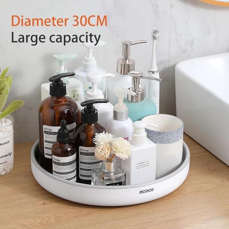 Buffets & Sideboards: Ecoco Kitchen Rotating Spice Condiment Storage Rack Bathroom Swivel Tray Organizer Black