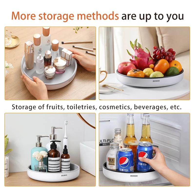 Buffets & Sideboards: Ecoco Kitchen Rotating Spice Condiment Storage Rack Bathroom Swivel Tray Organizer Black