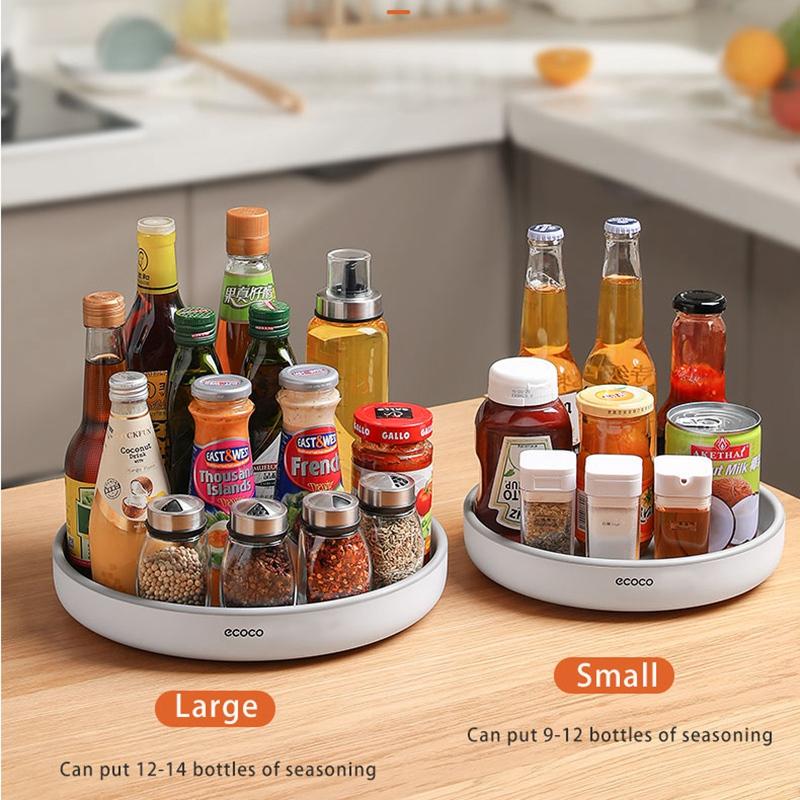 Buffets & Sideboards: Ecoco Kitchen Rotating Spice Condiment Storage Rack Bathroom Swivel Tray Organizer Black