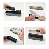 Kitchen Knives: Multipurpose Ceramic Carbide Knife Shapener For Knives Scissors Cleaver Keychain Grey