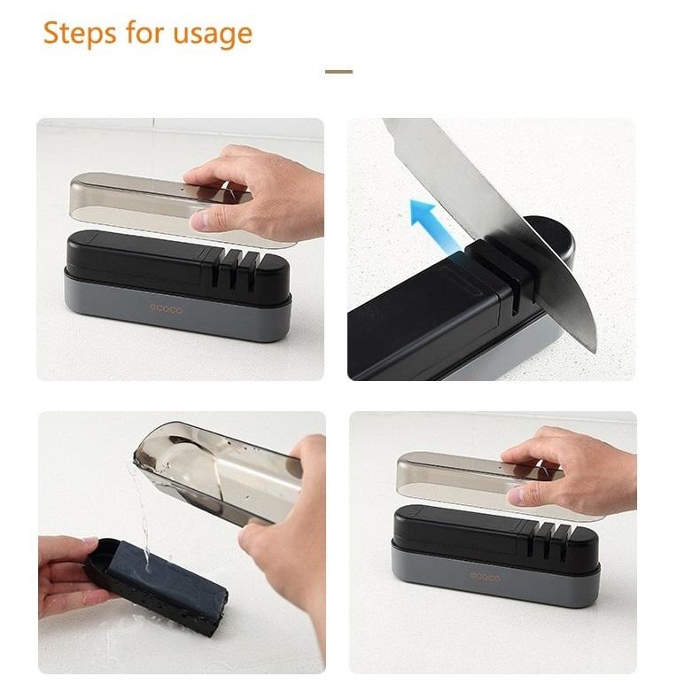 Kitchen Knives: Multipurpose Ceramic Carbide Knife Shapener For Knives Scissors Cleaver Keychain Grey