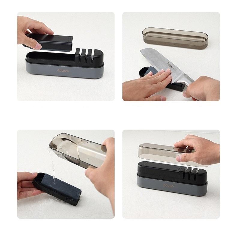 Kitchen Knives: Multipurpose Ceramic Carbide Knife Shapener For Knives Scissors Cleaver Keychain Green