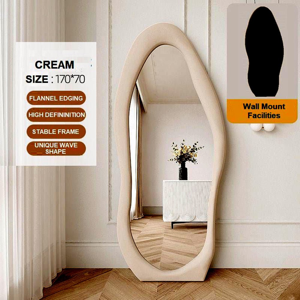 Mirrors: 1.7m Standing Maiden Mirror Full Length Aesthetic Full Size Floor Mirror Bedroom Creative Modern Deco Cream